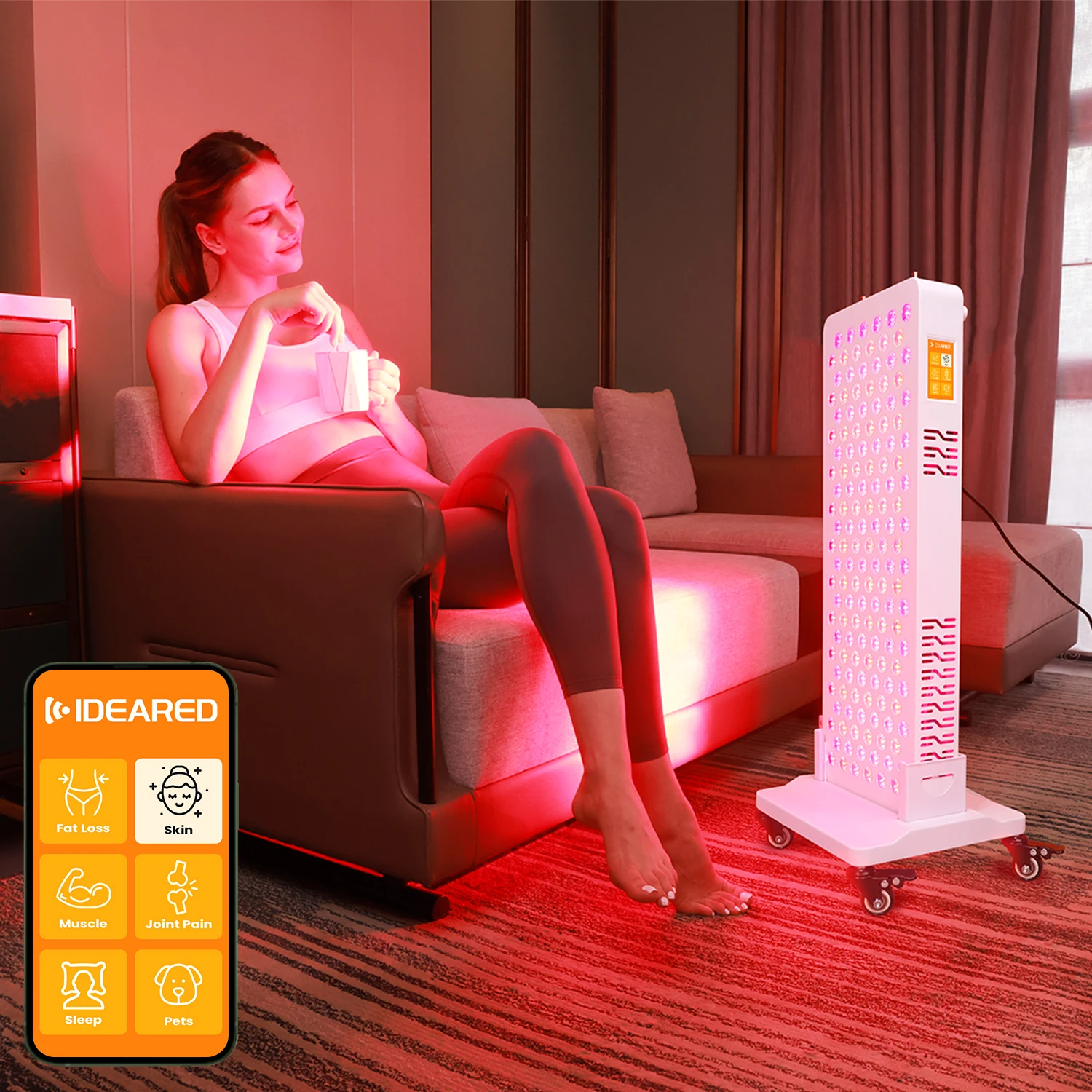 Dual-Chip 8 Wavelength Red & NIR Light Therapy Lamp for Face Head & Hands Home Use Pain Relief Body Building Desktop Device