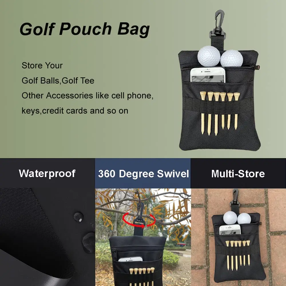 Factory Custom Golf Tee Pouch Bag Zipper Golf Accessory Pouch Golf Ball