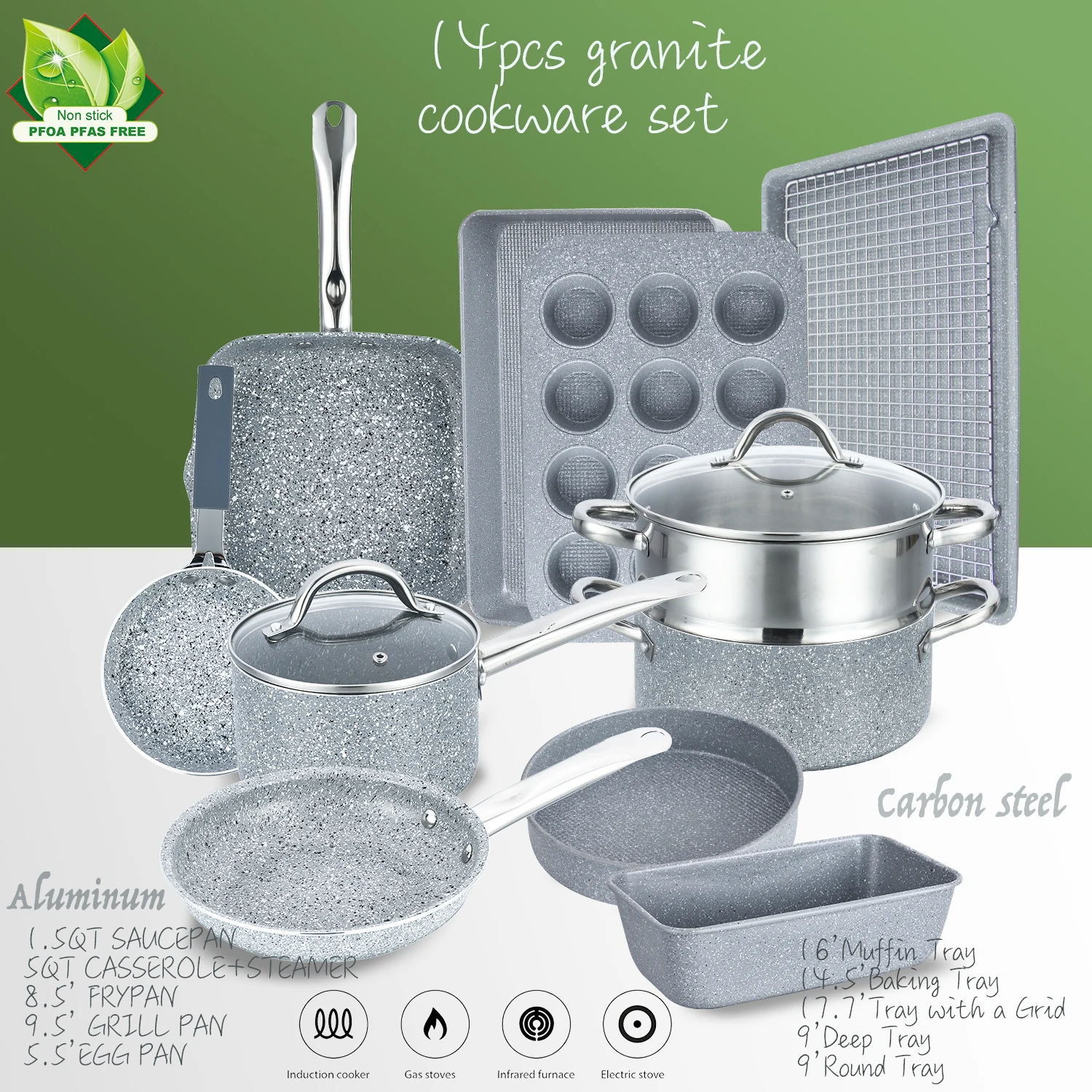 Luxury Utensils Set Kitchen Cookware Pans Cooking Cookware Sets