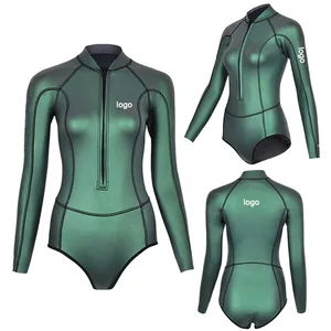 2mm Smooth Skin Women's Freediving Wetsuit Long Sleeve Lightweight Flexible Suit for Warm Water Apnea Training