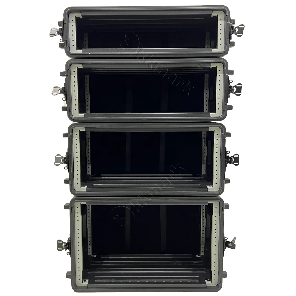 Removable Waterproof Fireproof PE HDPE 2U 3U 4U 6U 8U 10U 12U 14U 16U Amplifier Shock Mount Racks Plastic Flight case