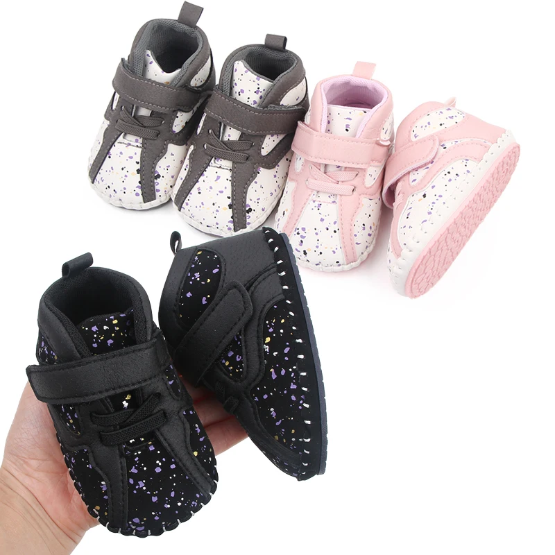 Colorful Little Graffiti Baby High-top Wear-resistant Soft-soled Non-slip Toddler Shoes