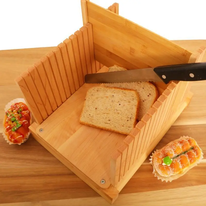 Custom Foldable Stitching Toast Bread Slicer Cutting Guide Tool Bamboo