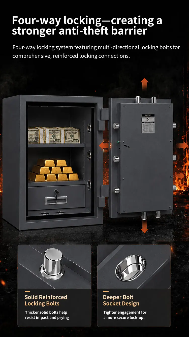 aj 700 ceqsafe commercial metal fireproof safe box combination lock three spoke handle felectronic digital fingerprint key lock-10
