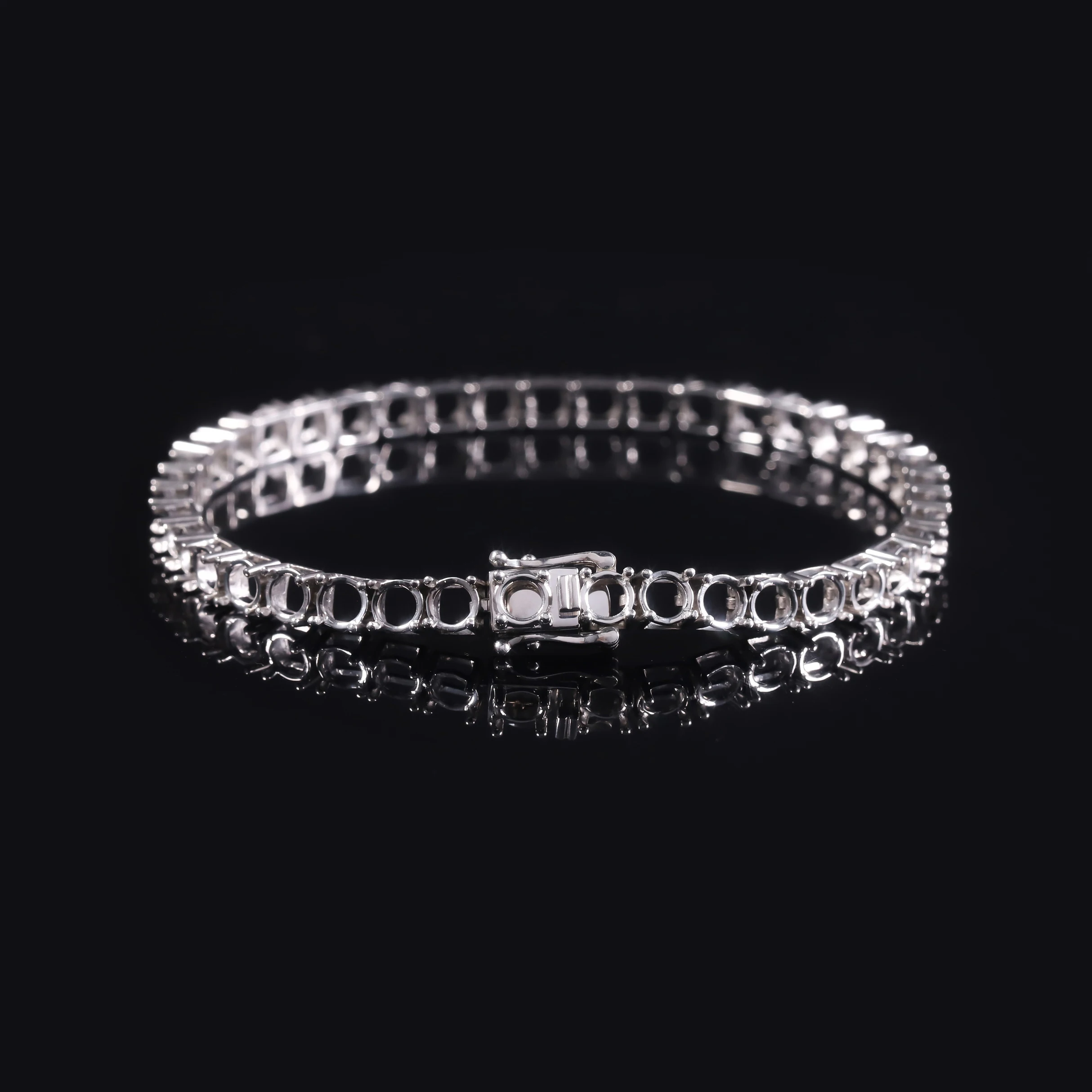 Abiding China Jewelry Factory Price Custom Diamond PT950 Empty Chain Wholesale Solid Gold Platinum Tennis Bracelet Semi Mount