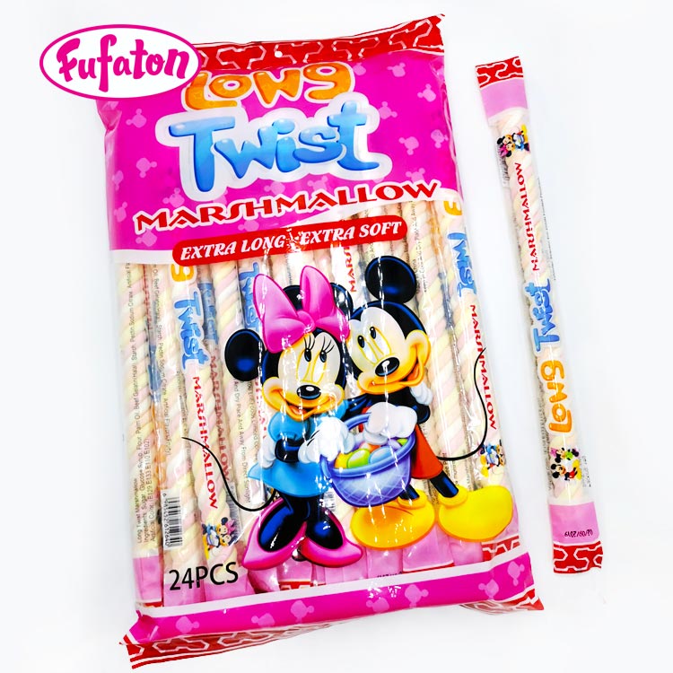 Halal Gelatin Different Shape Fruit Flavored Long Twist Marshmallow
