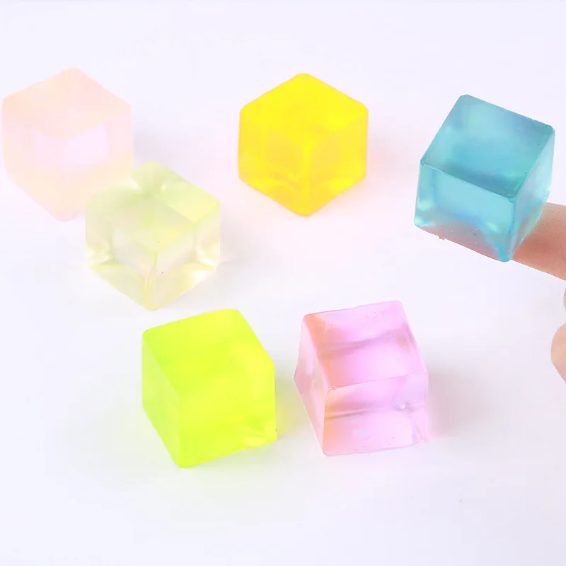 Squishy Ice Cubes Fidget Toys Squeeze Stretchy Clear Jelly Color Stress ...