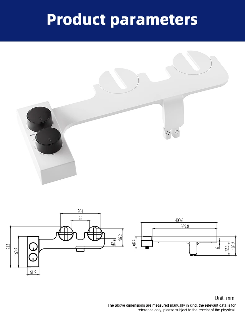 New Design Warm and Cool Water Super Slim Bidet Toilet Attachment, Modern Muslim Mechanical Dual Nozzle Shattaf Bide details