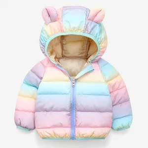 Autumn Winter Warm Cotton Jacket Boys Girls Children's Hooded Top with Zipper Closure Casual Style Cartoon Clothes for Kids