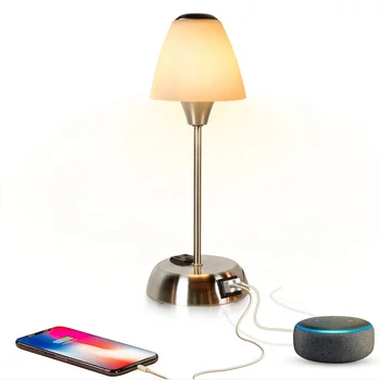 3 Way Dimmable Touch Control  small table Lamp with White Opal Glass Lampshade metal base for bedroom living room