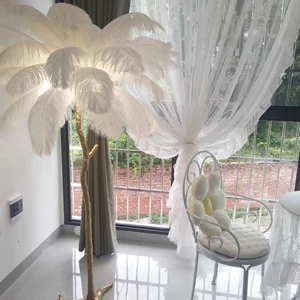 Copper Resin Standing Lamps for Living Room Bedroom Nordic Luxury LED Ostrich Feather Floor Lamp