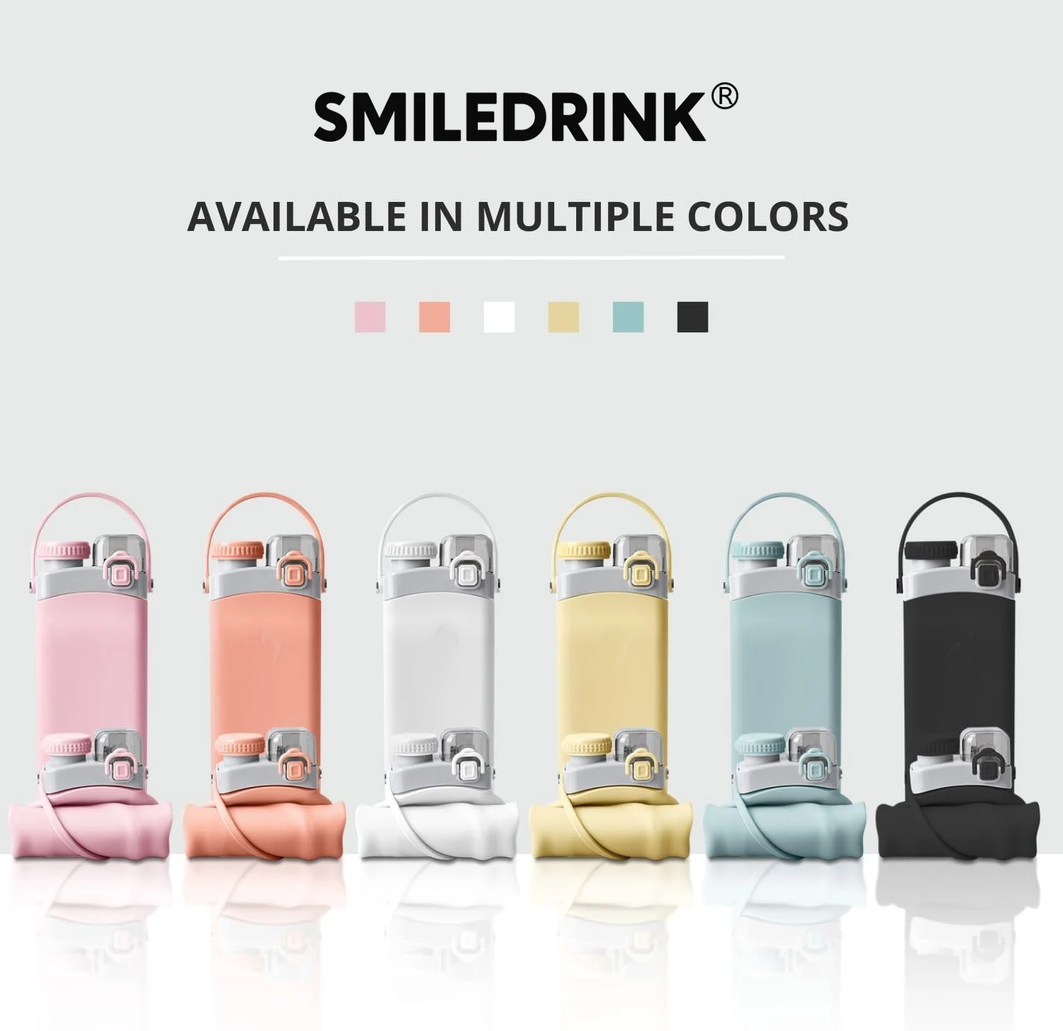 Smiledrink Leakproof Eco Friendly Approved Refillable Food Grade Reusable Tableware Silicone Drink Water Bottle for Children