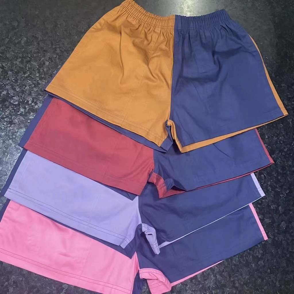 Hot Sale Custom Colors 100 Cotton Twill Rugby Shorts Embroidery Logos