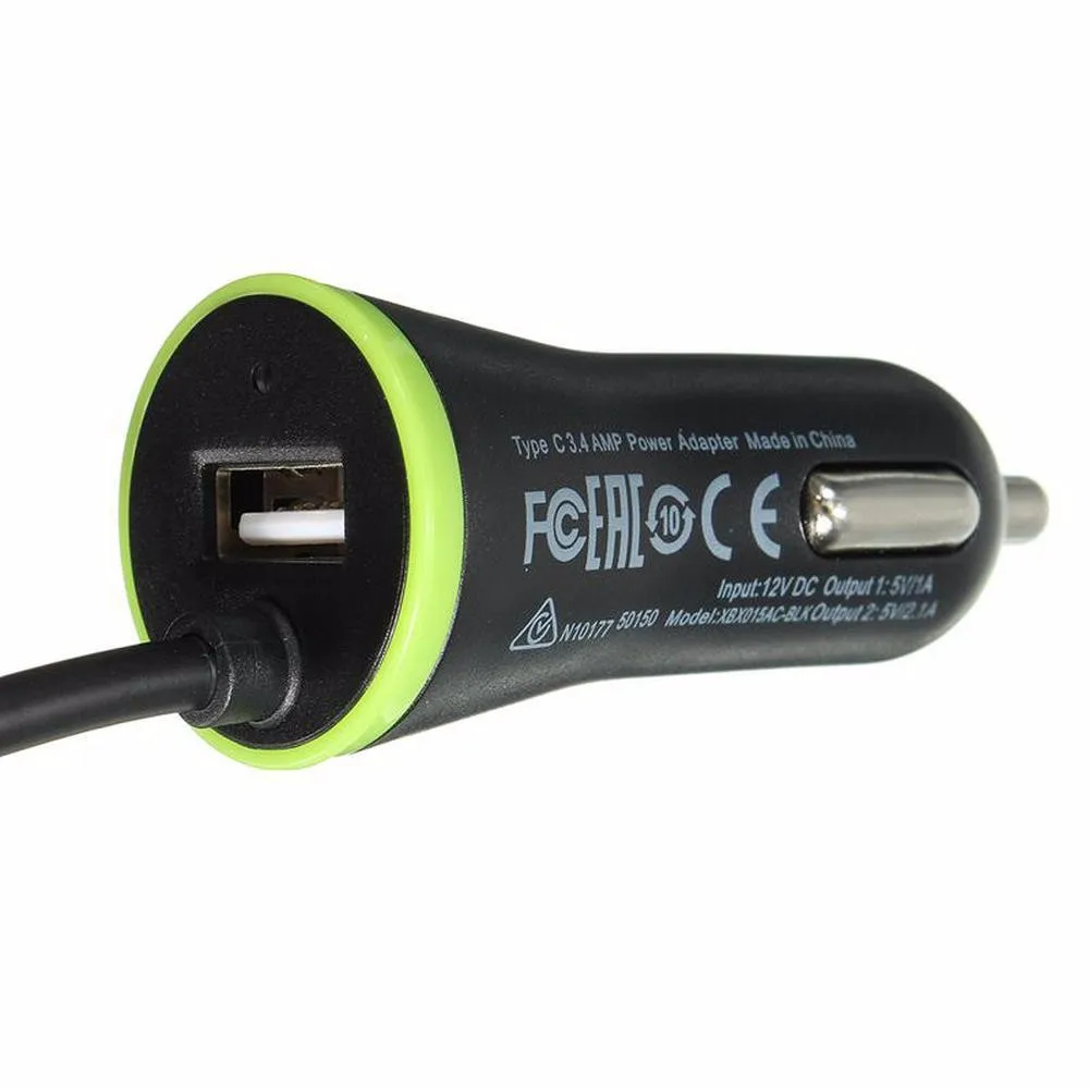 High Quality Spring Cable Car Phone Charger 5v 3.1a Usb Car Charger