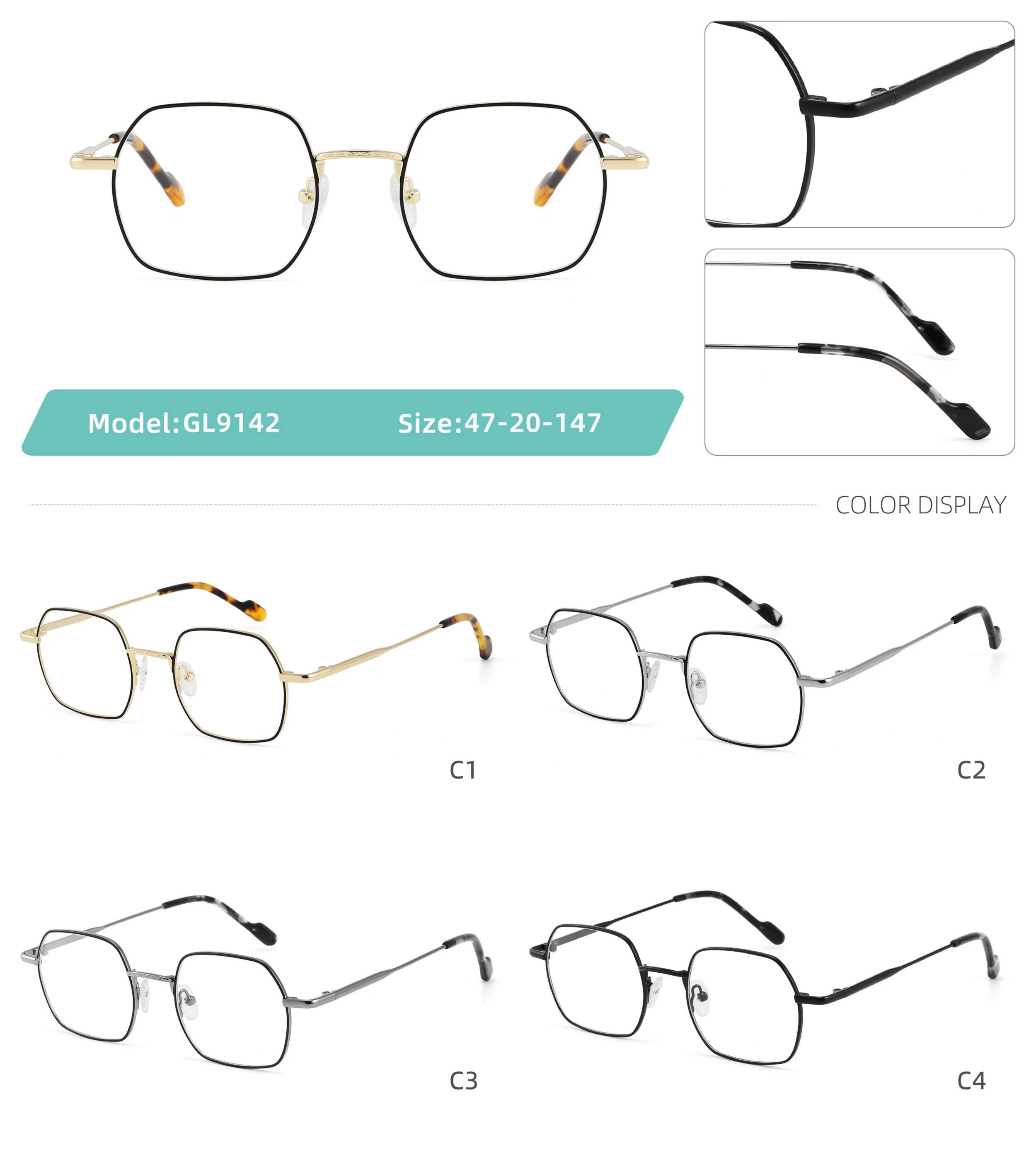 Unisex Hexagonal Metal Sunglasses Oversized Geometric Frame_voghion.com