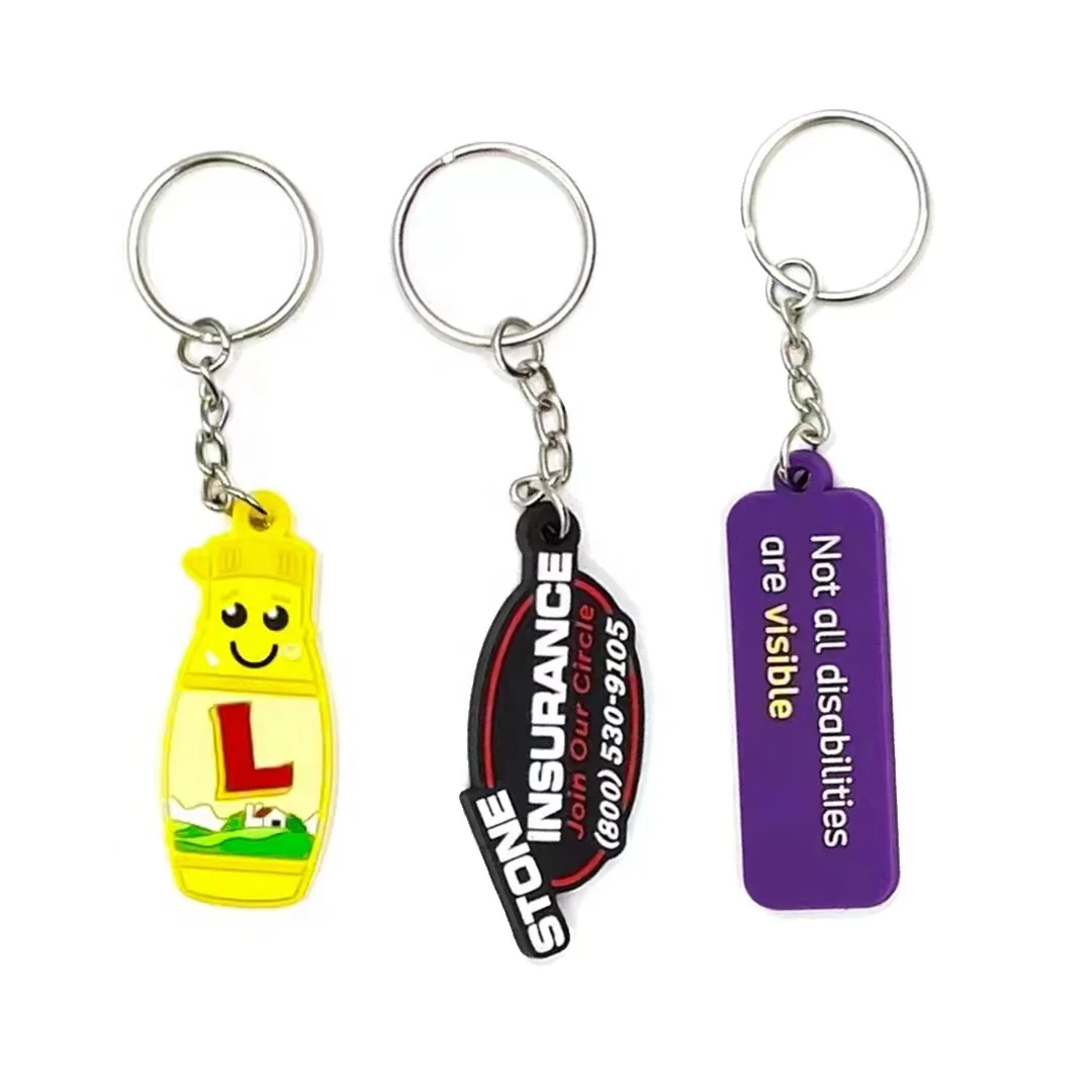Stock Factory Customized 2D 3D Keychain Pvc Customized With Your Design logo Rubber Key Ring Silicone Keychain Promotional Gifts