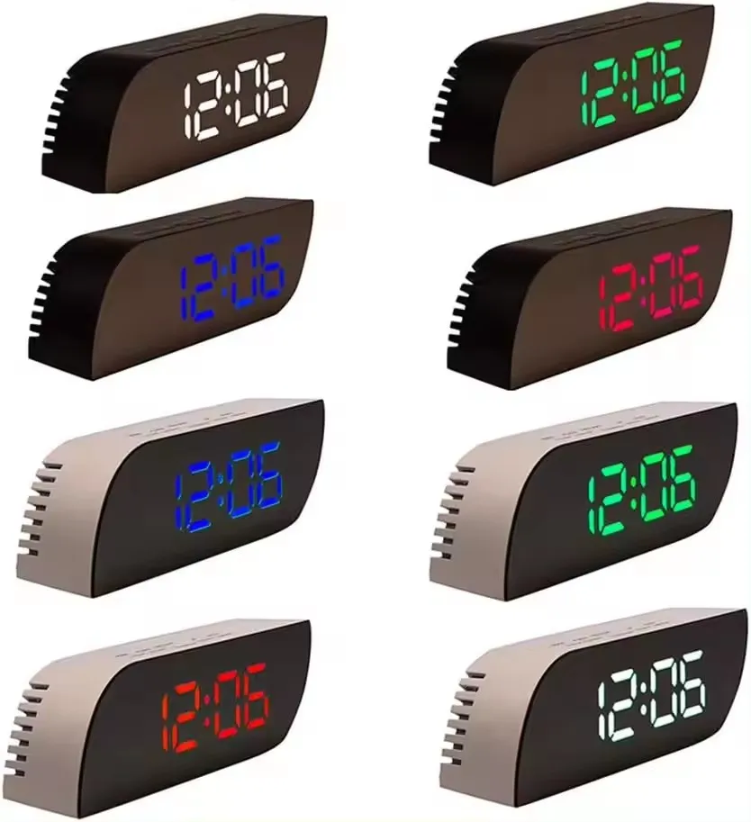 Premium Material Delicate Design Electronic Digital Clock Desktop Snooze Temperature Alarm LED Mirror Clock