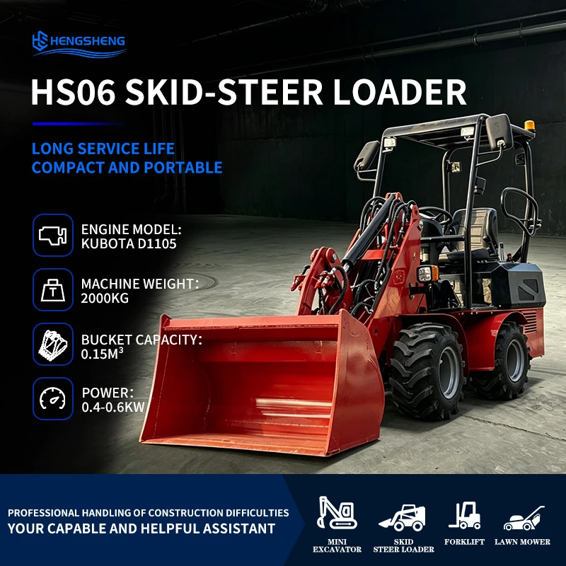 CE/EU/EPA Mini Skid Steer Loader Kubota Three Cylinder Engine Power 18.2KW Bucket Capacity 0.6m ³ Rated Load 600KG Bestseller