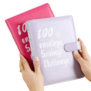 Custom Pu Leather Notebook 100 Envelopes Money Saving Challenge Budget Binders Hardcover Books