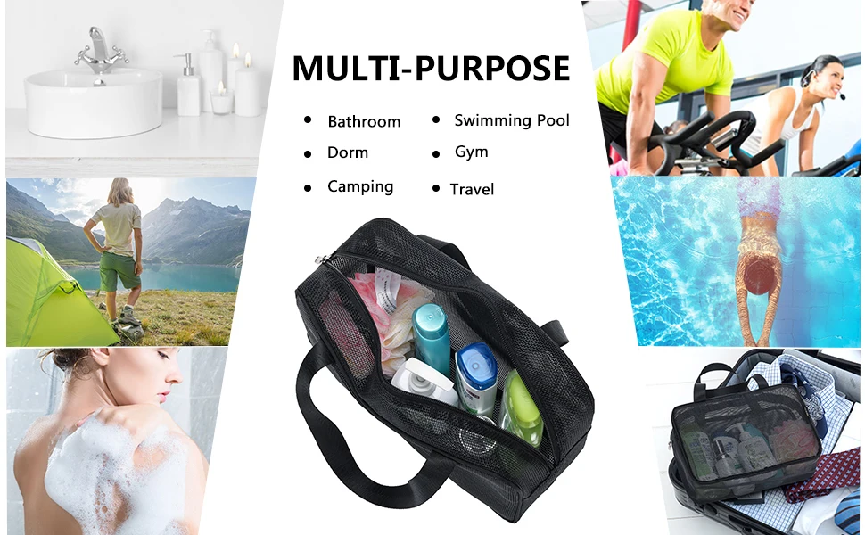 Mesh Shower Caddy Portable Toiletry Tote Travel Gym Bag Women Men