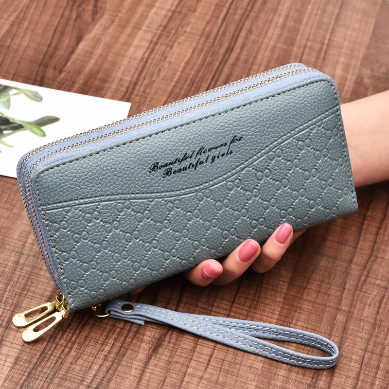 Wholesale New Women's Wallets Long Large Capacity Double Zipper Hand Purse  Women's Double Hand Grip Purse 2021