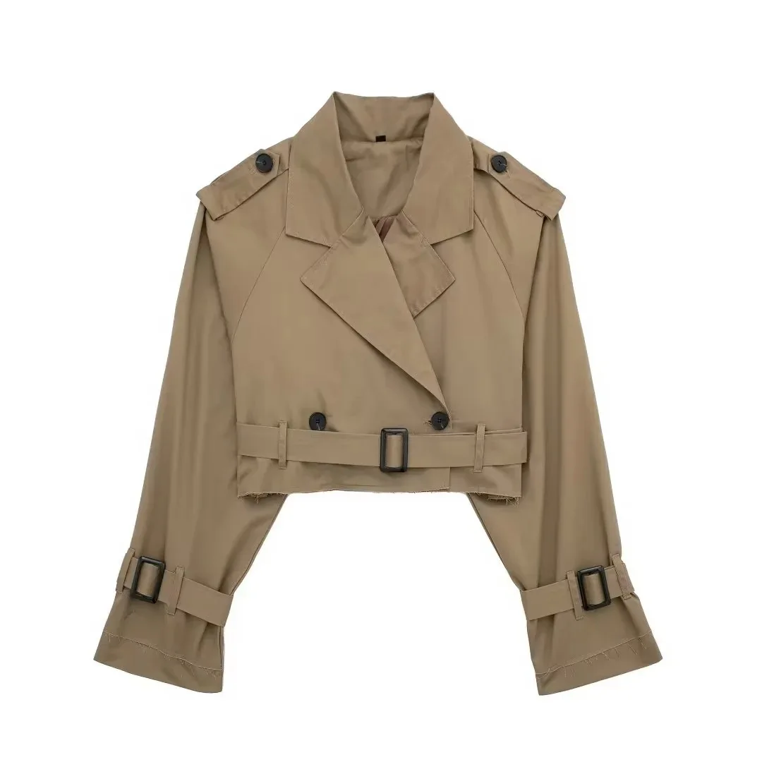 Spring Streetwear Female Long Sleeve with Belt & Single Button