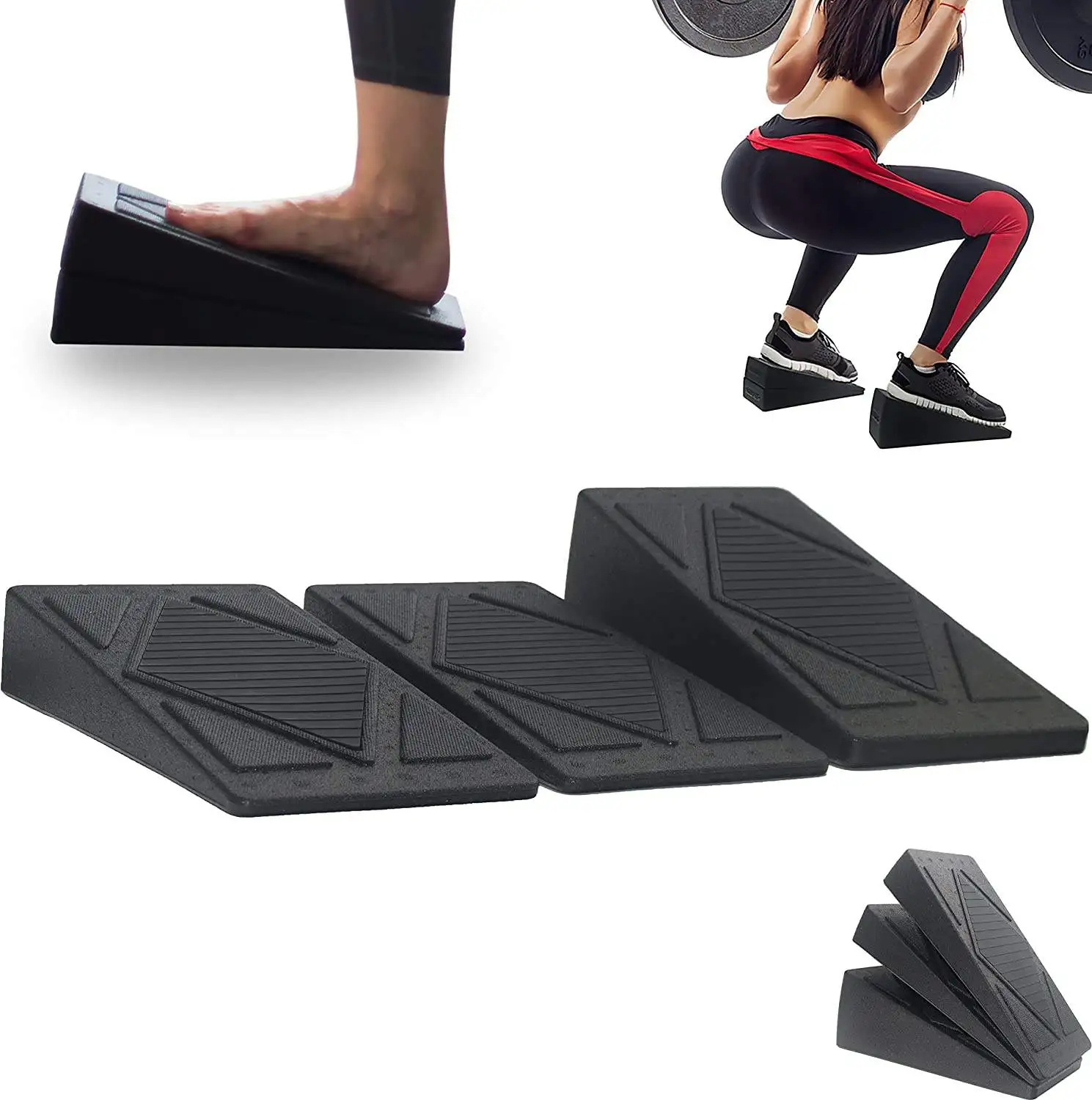 Wellshow Squat Wedge Block Adjustable Nonslip Squat Ramp Calf