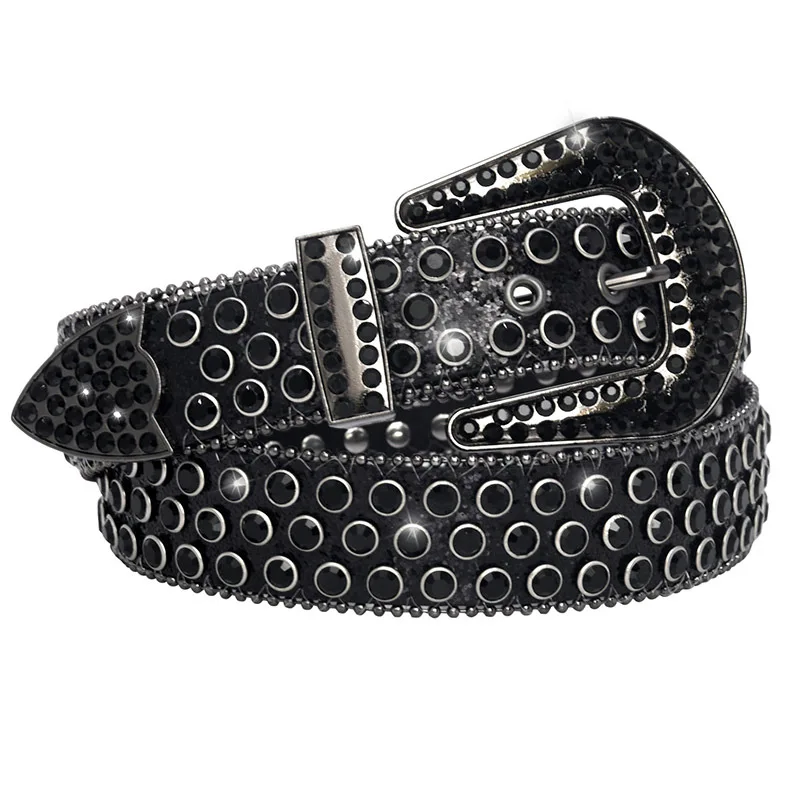 Buy Black Womens Geniune Leather Belt Luxury Crystal Diamond Designer Belts  Online at desertcartINDIA