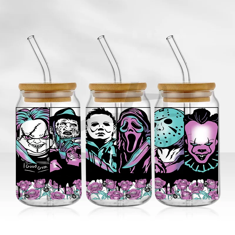 Factoroy Custom Transfer Printing UV DTF Cup Wraps Transfers For 16oz Libbey Glass Beer Cans 24oz 20oz 16oz Cold Cup Wraps
