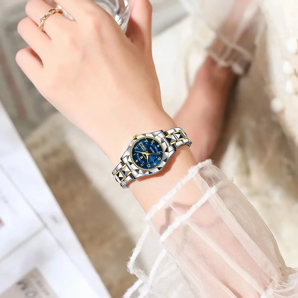 POEDAGAR Luxury Women's Watches Waterproof Luminous Date Week Ladies Watch  for Female Quartz Stainless Steel Dress Women Watch