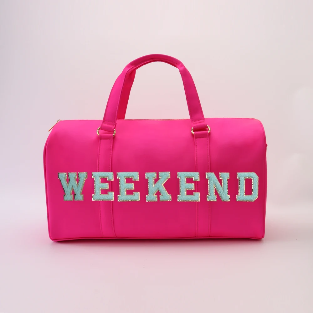 Keymay No MOQ Hot Pink Large Nylon Sports Tote for Travel