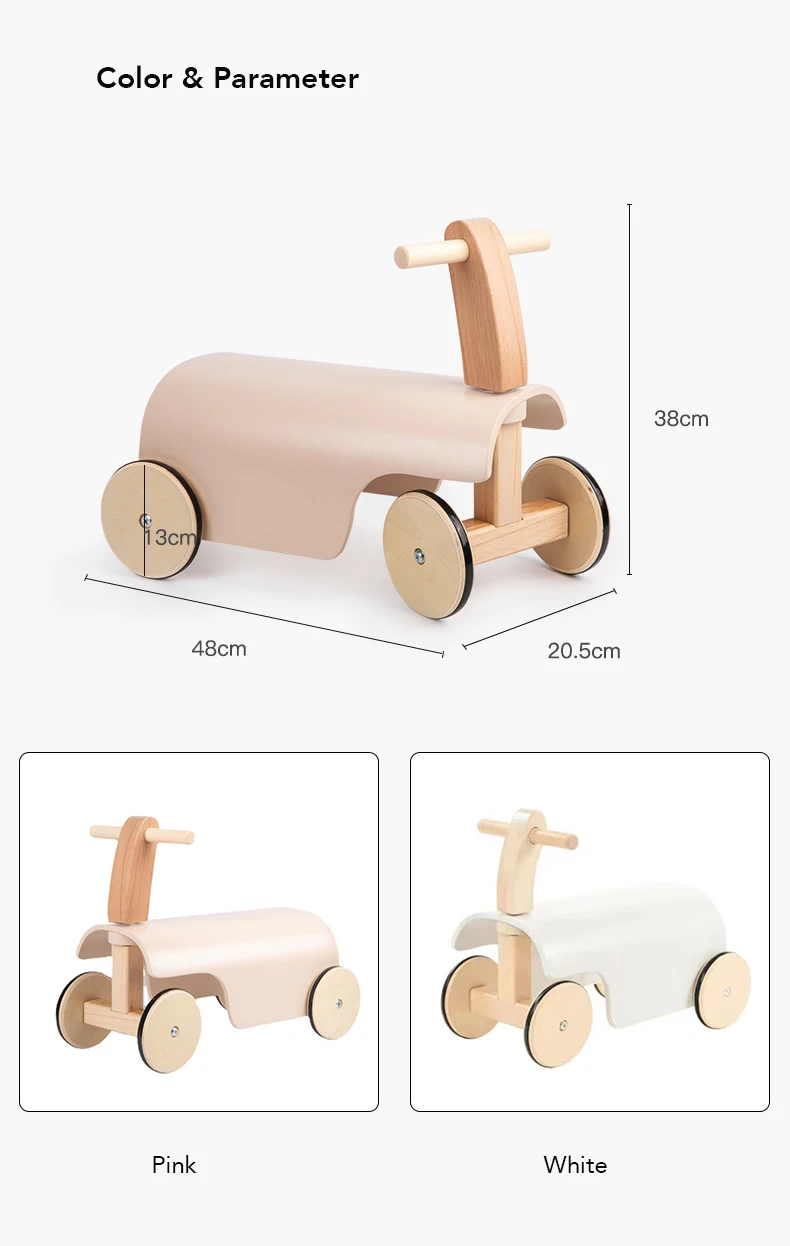 Natural Wood Kids Ride Toys Wooden Balance Bike Toy - Buy Four Wheels ...