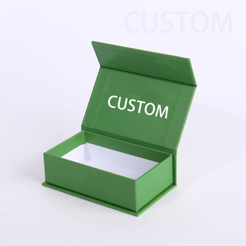 กล่องบรรจุภัณฑ์ของขวัญสีเขียวพร้อมฝาปิดแม่เหล็ก แบรนด์ Jinayon สามารถปรับแต่งโลโก้ได้ กล่องเก็บของพร้อมระบบปิดด้วยแม่เหล็ก ทำจากกระดาษ