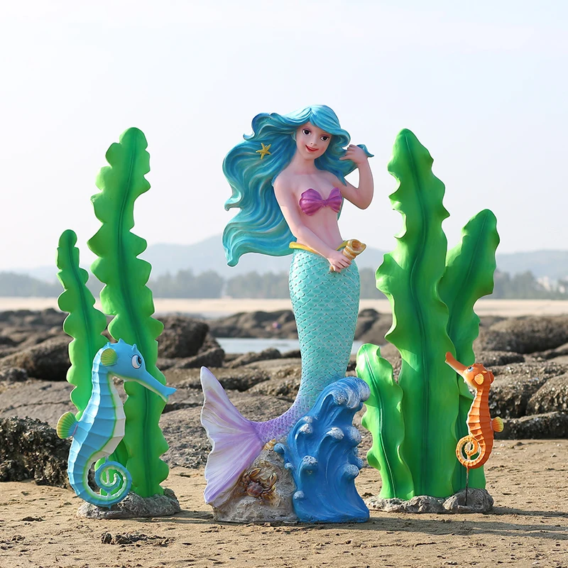 海洋テーマパーク小道具樹脂ガラス繊維熱帯魚海藻マーメイド彫刻