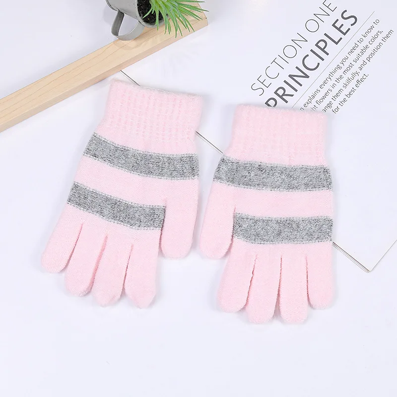 Зимние волшебные перчатки для женщин и мужчин, теплые эластичные вязаные шерстяные варежки с декоративным узором, акриловые перчатки
