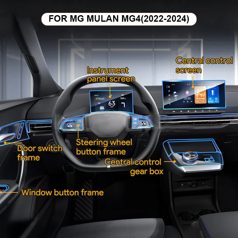 Tpu Transparent Film for MG Mulan MG4 2022 2023 Car Interior