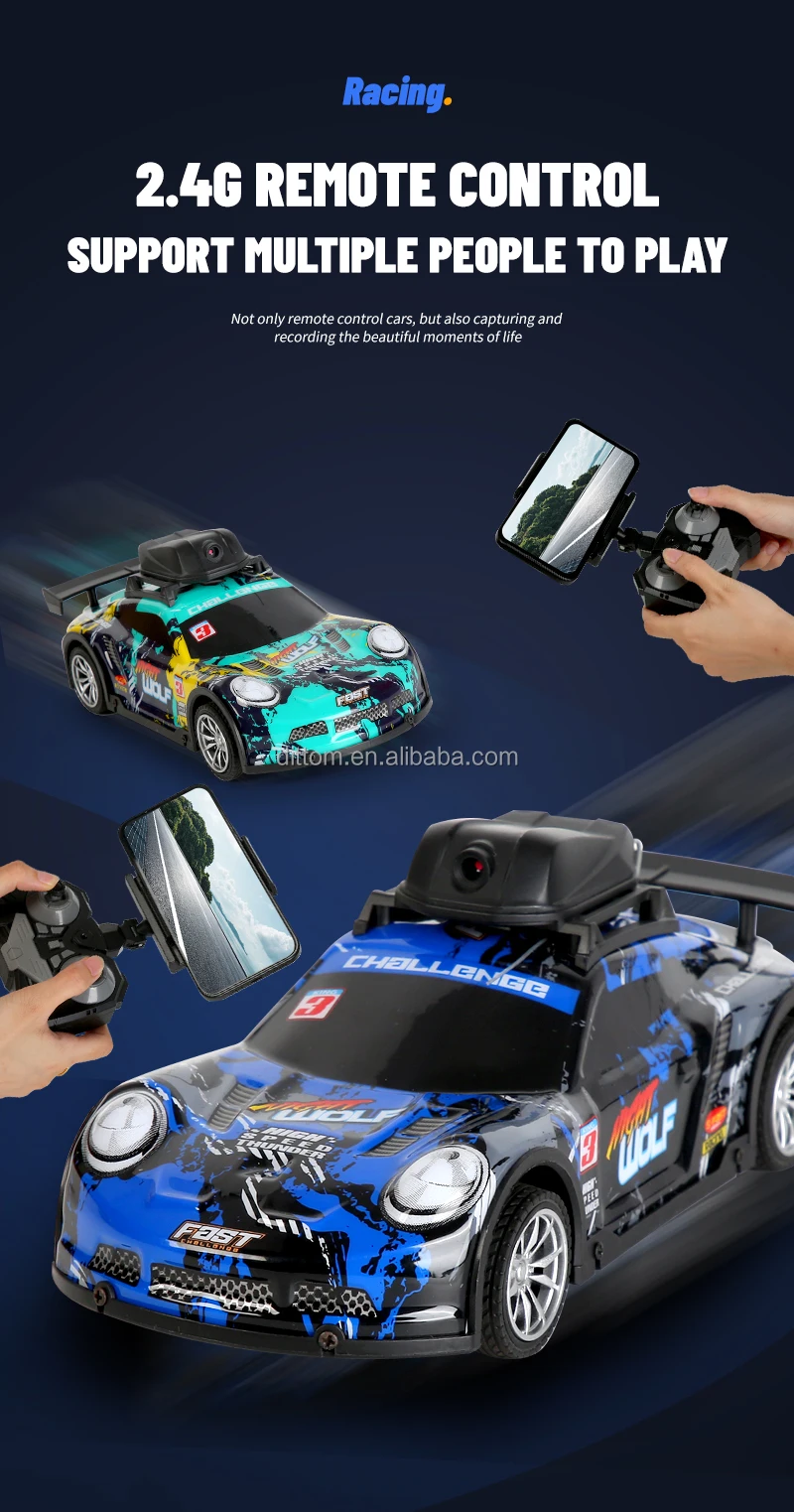 Real-Time WiFi FPV Camera Racing Car 1:16 APP Control Spy Car with  Video Camera(Lights)