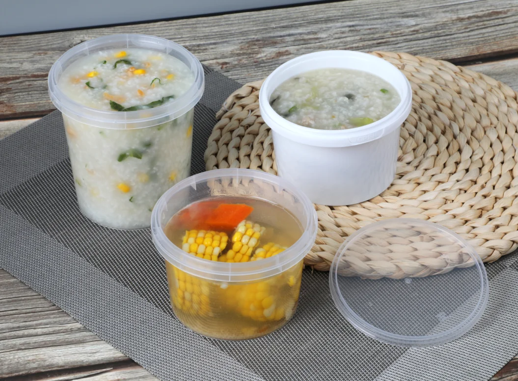8/12/16/24/32 Oz Clear Soup Bowl Deli Container With Tamper Evident Safe Lock Pp Plastic Food