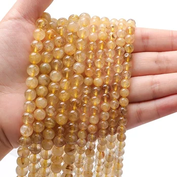 Blonde crystal loose beads long chain wholesale 6/8/10/12mm round beads semi-finished bracelets diy bracelet jewelry accessories