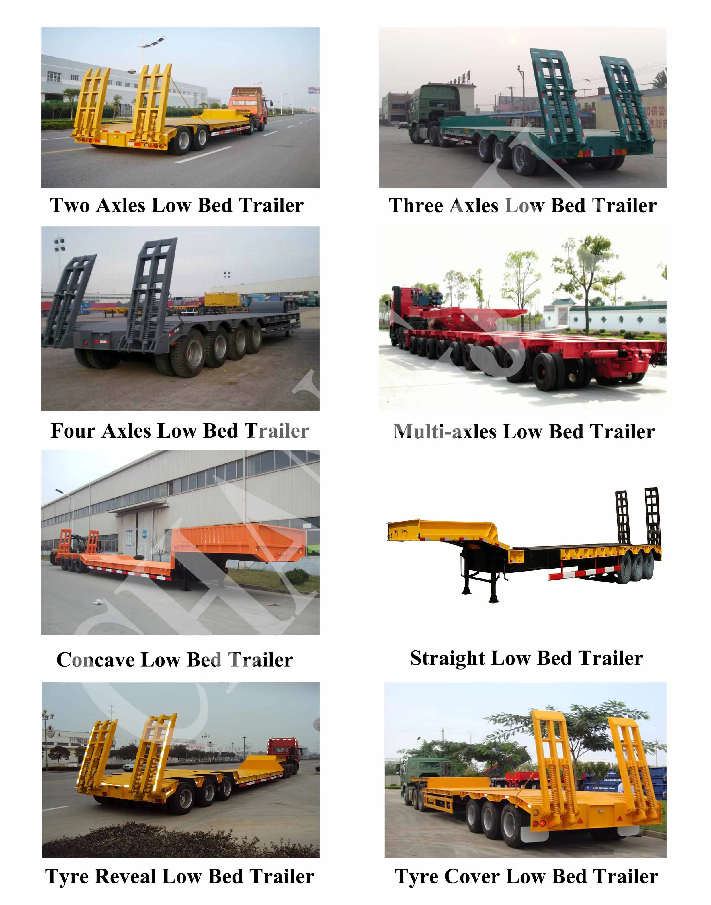 3 Axle 30 Ton Lowbed Ramp Carry Excavators Lowbed Low Profile Hydraulic ...