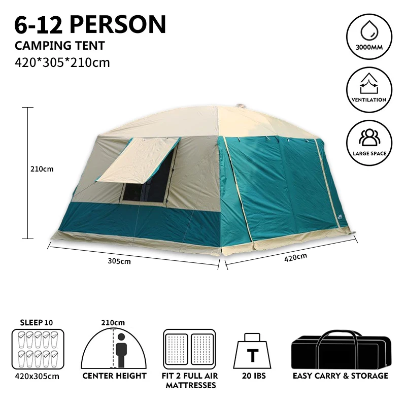 8-12 Person Luxury Family Tent Perfect for Outdoor Camping
