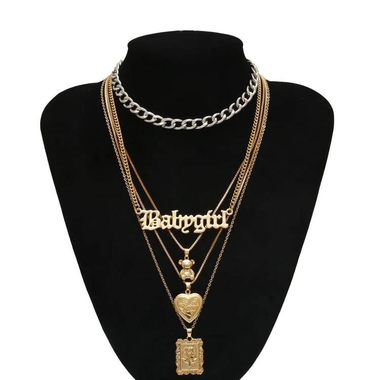 Amazon.com: Jovono Layered Necklaces Gold Figaro Necklace Chain Fashion Babygirl  Pendant Necklace Chain Jewelry for Women and Girls (Gold) : Clothing, Shoes  & Jewelry