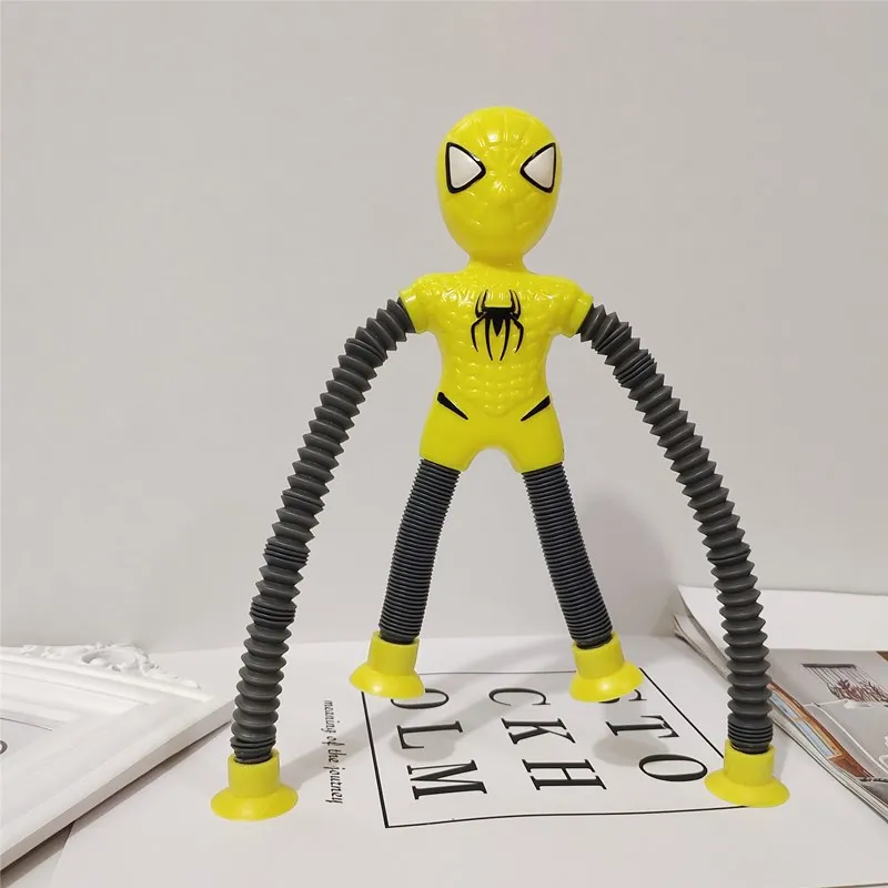 Popular Creative SpiderMans Stretch Tube Pull Telescopic Toy Kids Gift Glowing Pinch Toy Children's Decompression Toy
