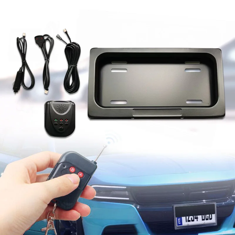Usa Size Car Number Plate Hider Remote Control Electric License Plate