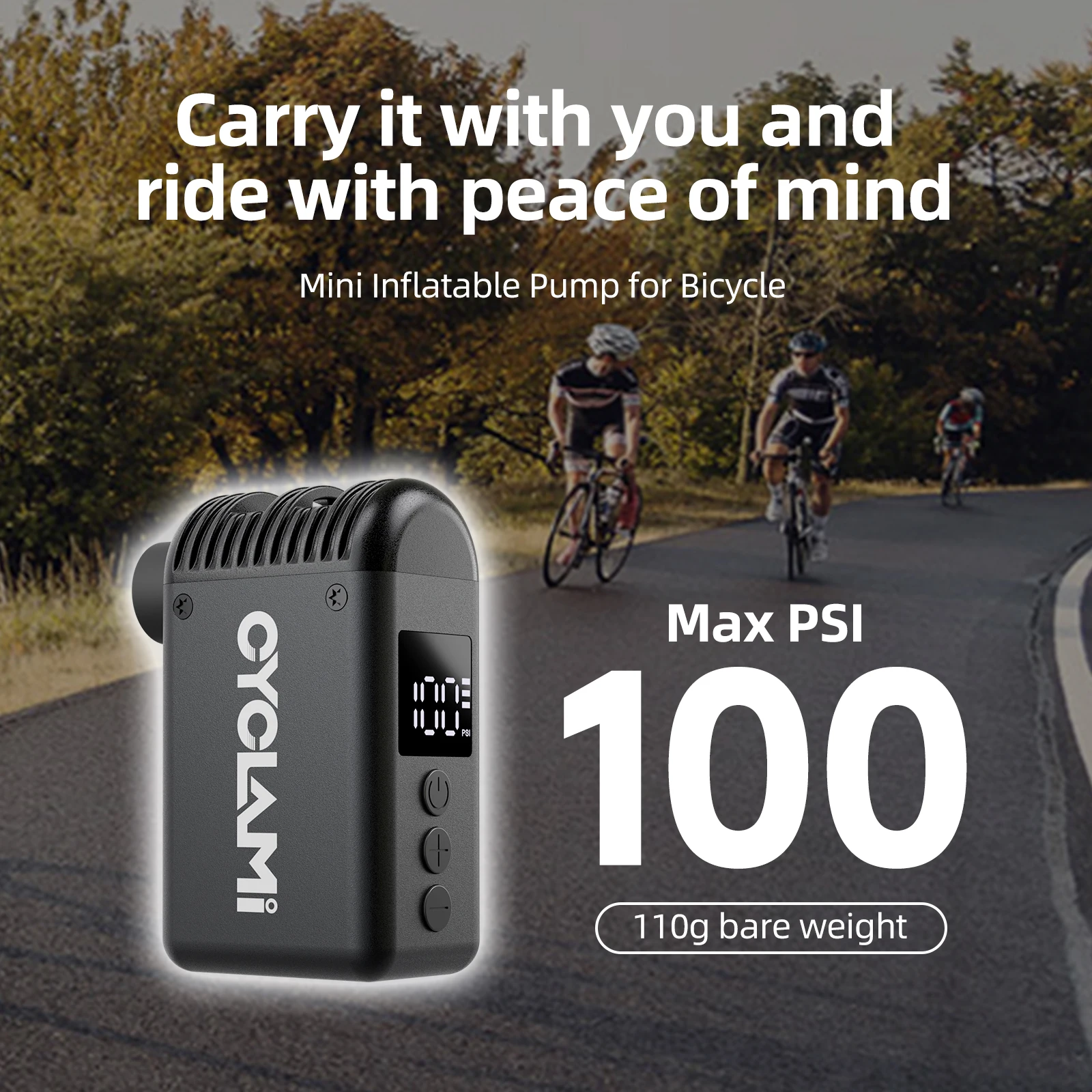 Gonfleur De Pneu Vélo Portable Haute Pression - Réservoir 1,2L, Jusqu'à 200 PSI, Pour VTT Et Route