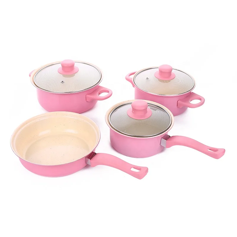 Ceramic Nonstick Pink 15pc Set cooking pot set kitchen cookware set -  AliExpress