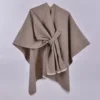 White beard strap shawl khaki - 130x150cm