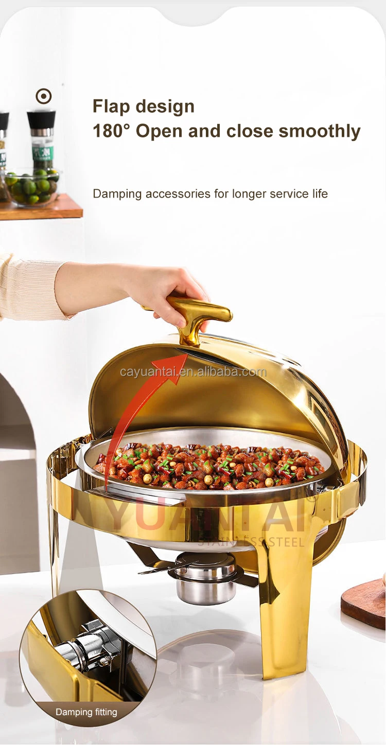 Roll Top Design Restaurant Hotel Chafing Dish Buffet Gold Display ...