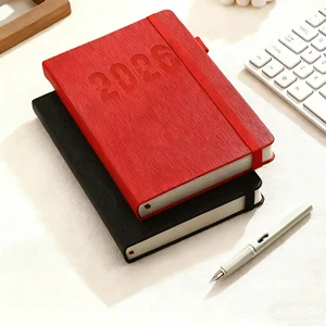 2026 Custom Promotional A5 Notebook Journal PU Leather Hardcover Strap Binding Printed Style Fabric Cover Diary Use Doje