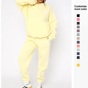 Custom Manufacturers Puff Printing 400 GSM French Terry Cotton Women's Oversized Fit Hoodie Tracksuit